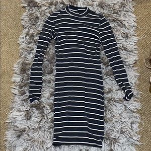 Bodycon long sleeve, low turtleneck dress